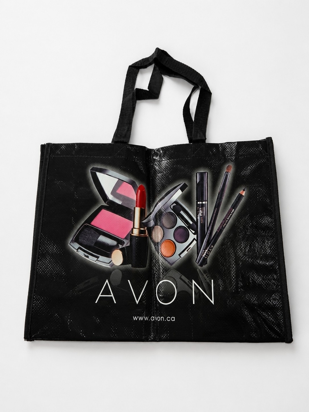 AVON Reusable Black Tote Bag with Snap Closure | Large Shopping & Gift Bag